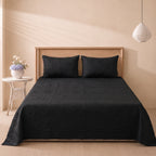 Charcoal Black 3 Pc Plain Bedspread Set by MeruHome