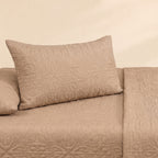 Soft Beige 3 Pc Plain Bedspread Set by MeruHome – gallery view 3