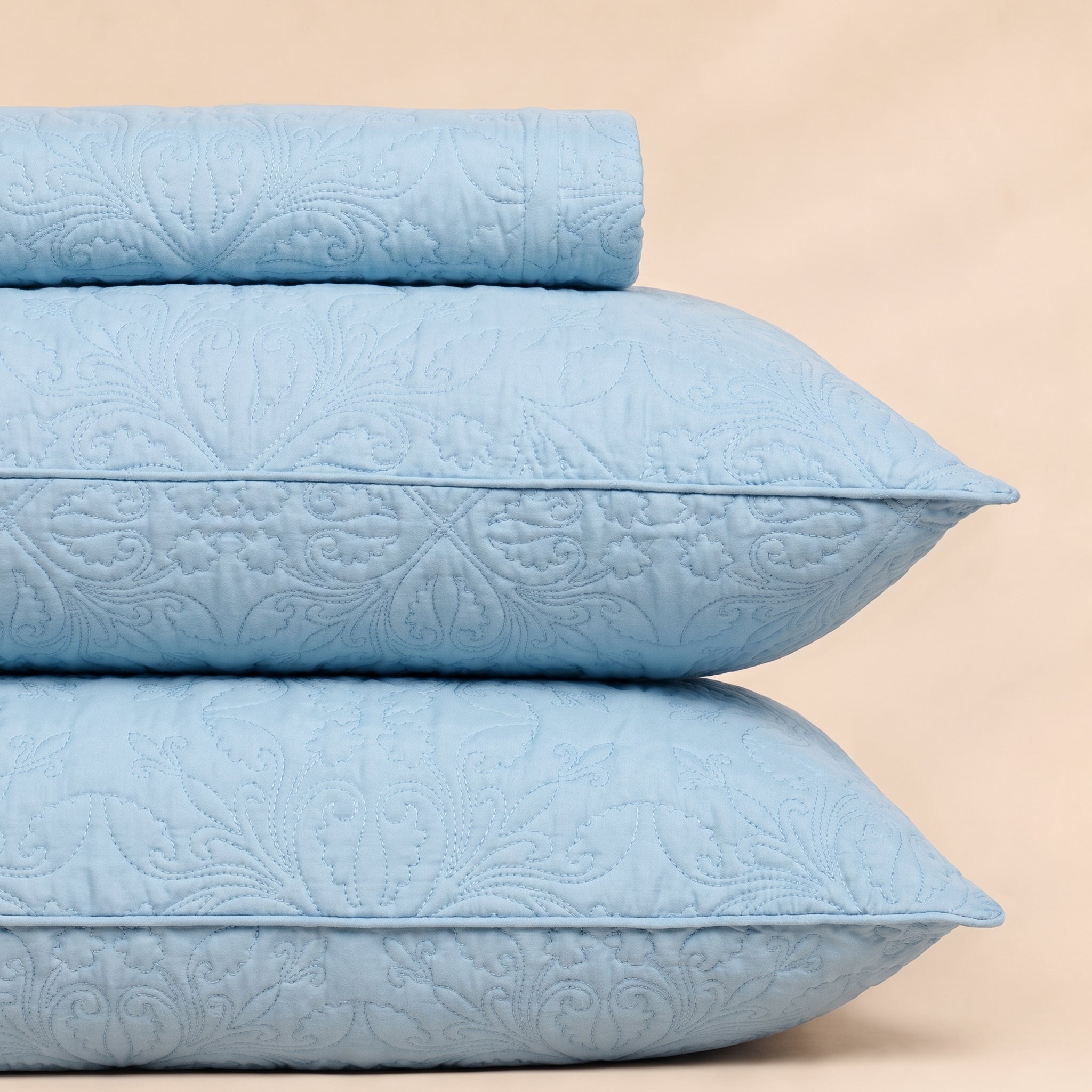 Ice Blue 3 Pc Plain Bedspread Set by MeruHome – gallery view 2