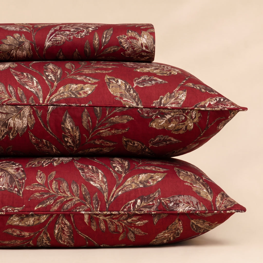 Serene Willow Wine 7 Pc Quilted Comforter Set by MeruHome – gallery view 3