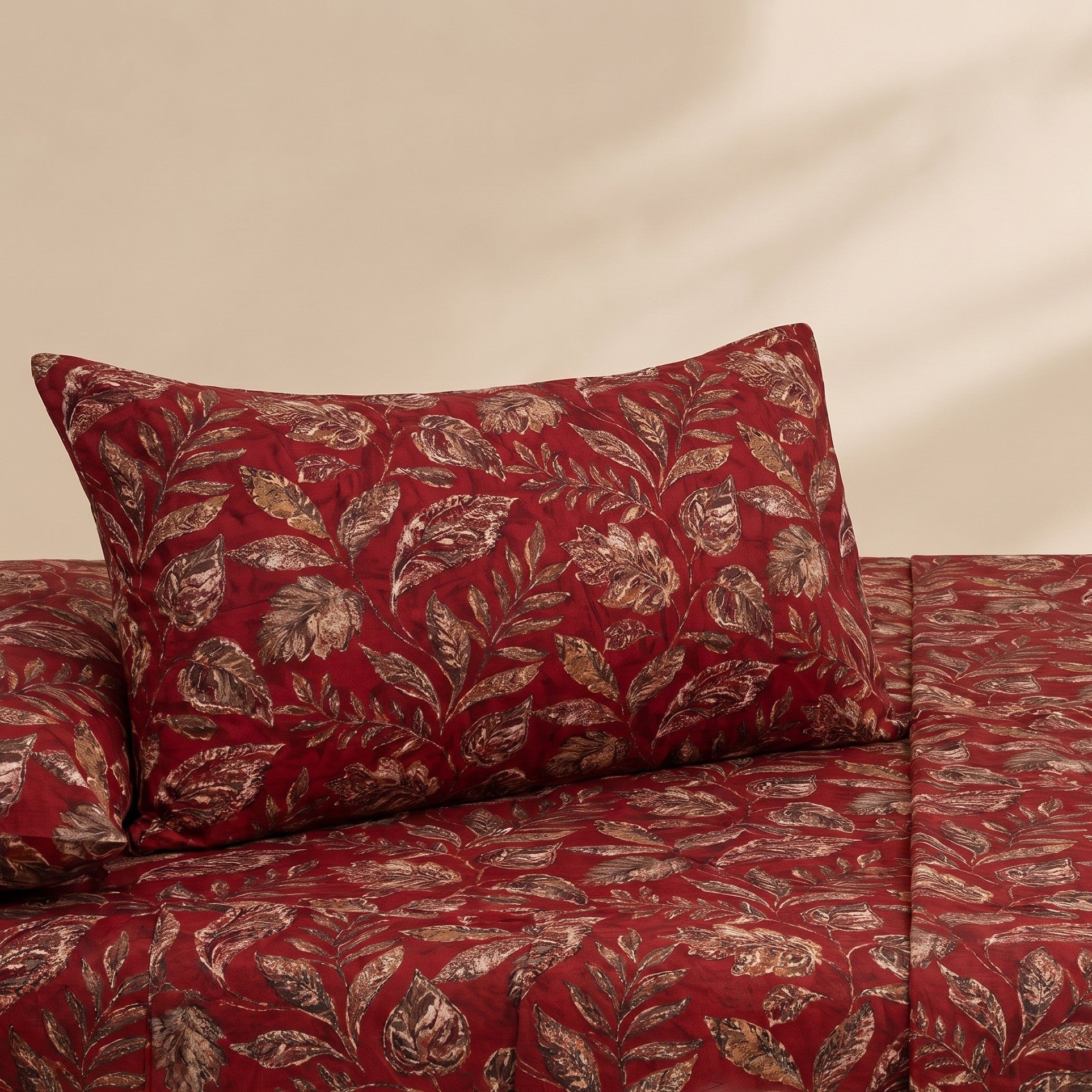 Serene Willow Wine 7 Pc Quilted Comforter Set by MeruHome – gallery view 2