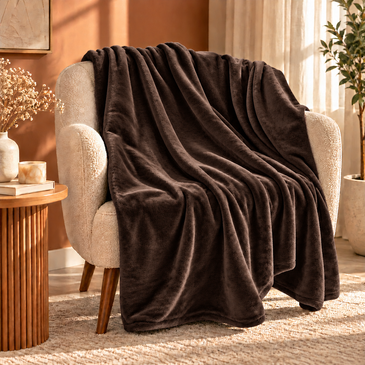 Truffle Brown Plain Blanket 1